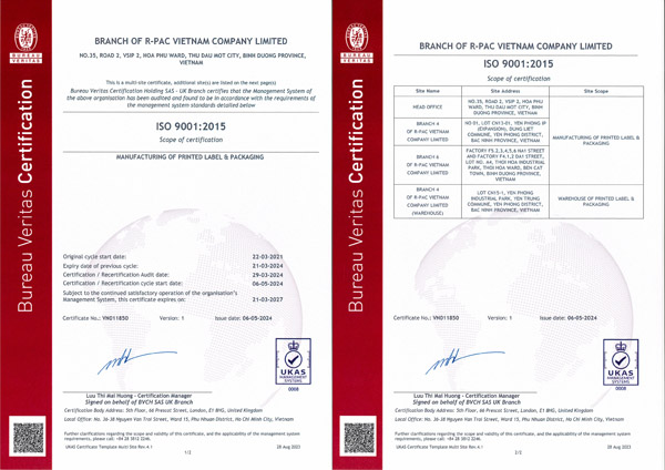 Chứng nhận ISO 9001:2015